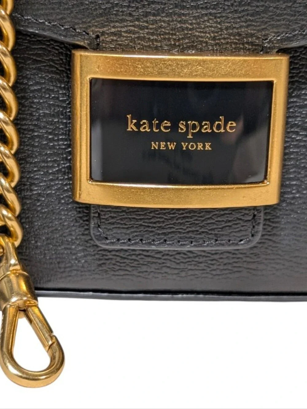 New Kate Spade ♠️ Katy Textured Black Leather Flap Chain bag Purse